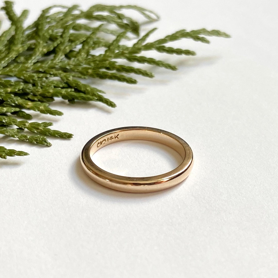 14K Vintage Solid Gold Wedding Band 2.6 Grams 585 Yellow Gold Ring Band ...