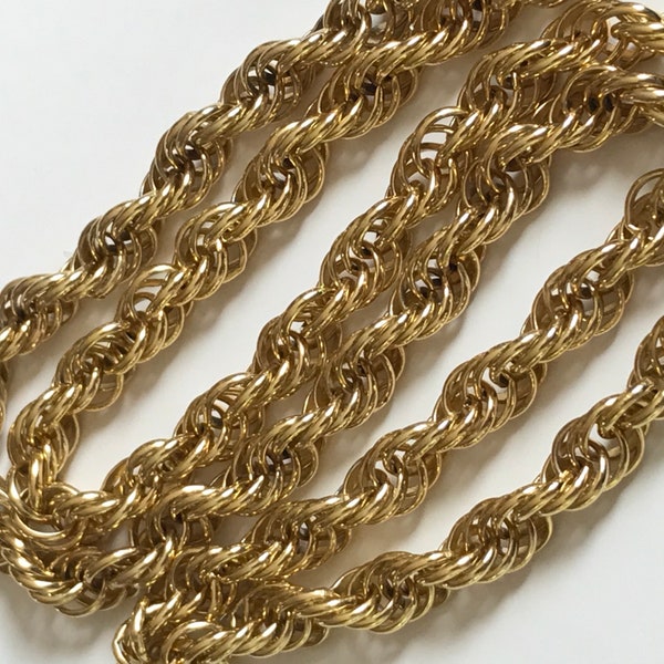Gold Sterling Silver Heavy Rope Chain—18 Inches Long—Thick Vermeil Necklace with Gold Wash—23.5 Grams of Silver Gilt—Gold Plated 925 Silver