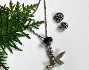 Trollbeads 925 Fantasy Necklace With Winged Elf and 3 Charm Beads