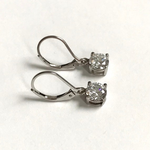 Drop Cubic Zirconia and Sterling Silver Vintage E… - image 3