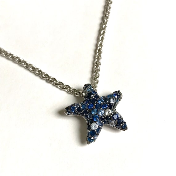EFFY 925 Sapphire Starfish Necklace — Sterling Si… - image 1