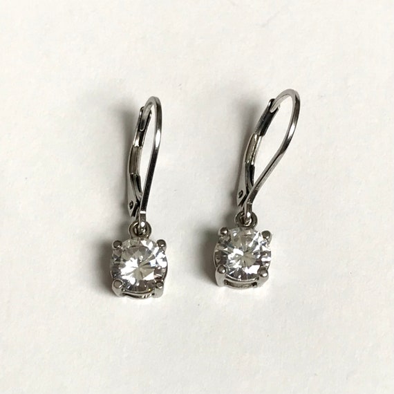 Drop Cubic Zirconia and Sterling Silver Vintage E… - image 4