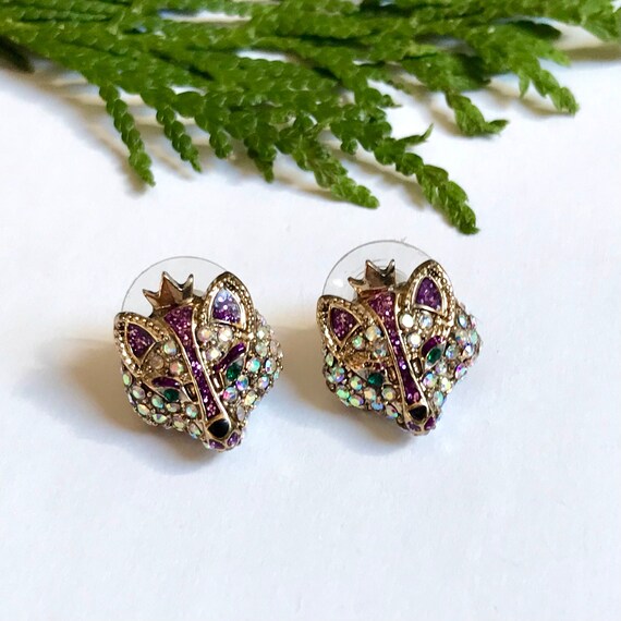 Betsey Johnson Imperial Princess Fox Earrings Rhinestone Foxes Stud Earrings Etsy