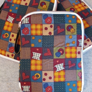 Needlework Project Case | Quilted Cozy, yellow, olive squares