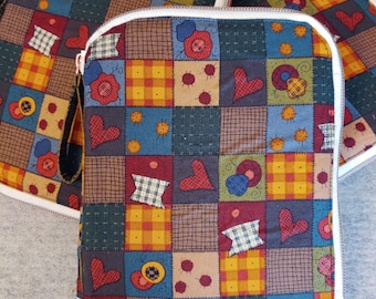 Needlework Project Case | Quilted Cozy, yellow, olive squares