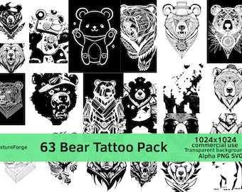 Bear Vector, Bear SVG, Bear silhouet, Bear Png, Bear Clipart, veelzijdige Bear DESIGNS Tattoo, DIGITALE Bear Tattoo voor commerciële
