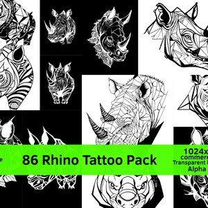 Wildlife SVG, Safari Animals Svg, Tattoo Flash, Line Art Svg, Vector Graphics, RHINO Head DESIGNS Tattoos, Magnificent Creatures Tattoo