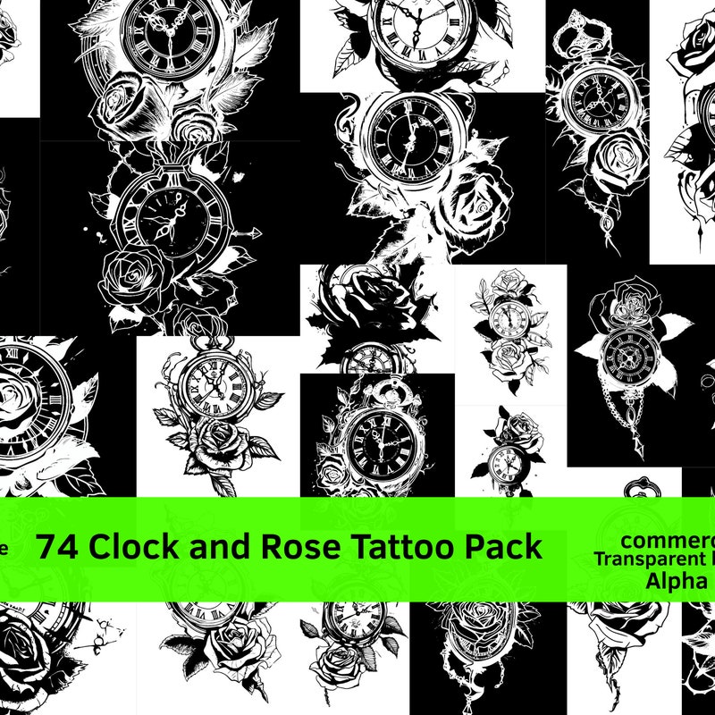 tattoo-stencil-clock-etsy