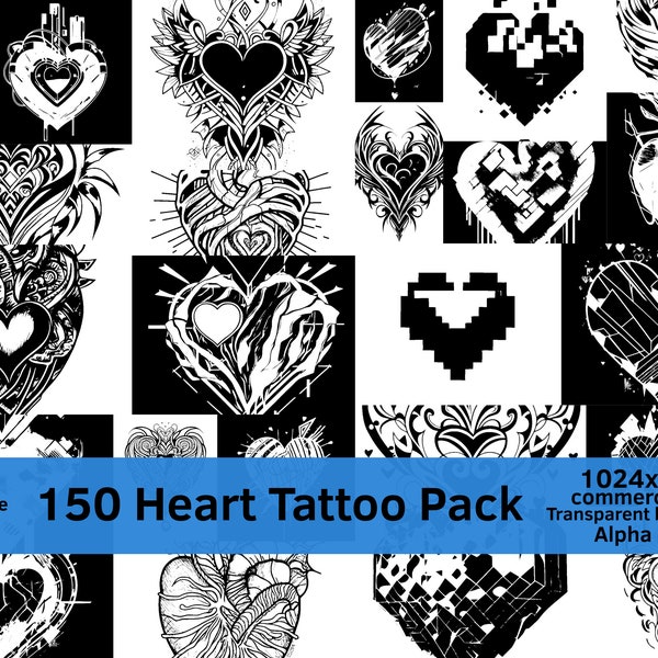 HEART SVG BUNDLE, Heart Vector, Heart Shape Svg, Anatomy Svg, Unique Versatile Designs Tattoos, Digital Heart Art Tattoo For Commercial