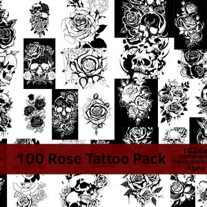 Rose Tattoo, FLORAL SKULL PNG, Flower Tattoo Design, Skull Silhouette, Beautiful Transparent Png Tattoo, Unique Svg Rose Skull Tattoo