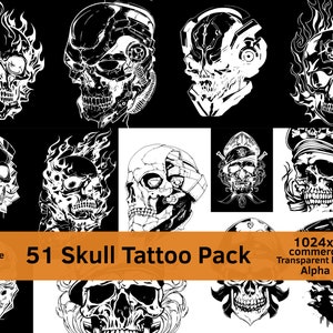 SKULL SVG, Skull Vector, Skeleton Png, Skull Silhouette, Skull Clipart, Digital TRANSPARENT Gothic Png Tattoo, Skull Tattoo