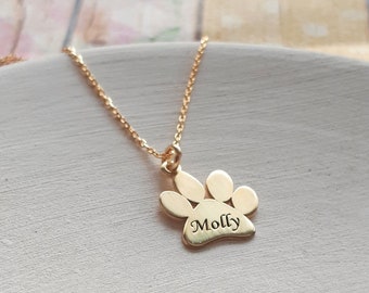 Collar personalizado con huella de pata: Joyería con el nombre de tu mascota