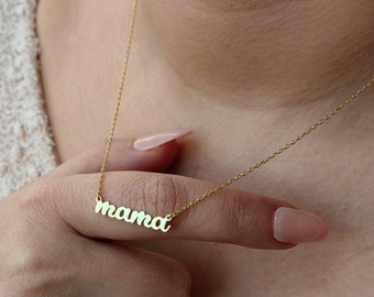 22k Gold Mama Necklace, Mothers Day Gift, Delicate Mama Necklace, Meaningful Gift for Mother, Charming Mama Necklace, Unique Mom Gift