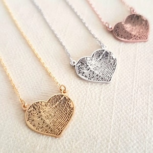 Personalized Fingerprint Necklace, Christmas Gift, Fingerprint Heart Necklace, Memorial Jewelry, Gift for Family, Remembrance Gift