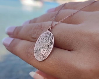 Custom Fingerprint Necklace:  Memorial Jewelry