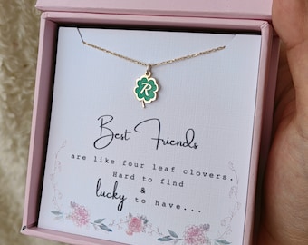 Best Friend Gift, Clover Initial Necklace, Best Friend Birthday, Irish Gift, Colorful Initial Necklace, Sterling Silver, Mothers Day Gift