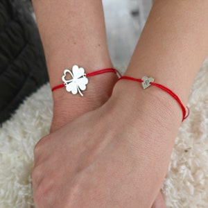 Mother and Daughter Bracelet Set, Christmas Gift, Mother Daughter Set, Sterling Silver, Perfect Gift for Mom, Clover Bracelet, Lucky Charm