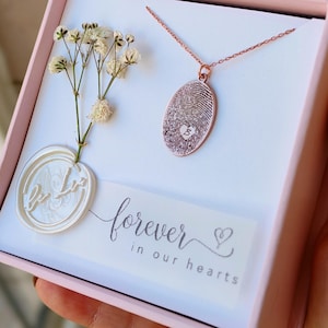 Collar conmemorativo con huella dactilar personalizado, joyería con huella dactilar grabada con inicial y cita, joyería funeraria