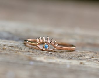 Rose Gold Evil Eye Ring:  Protection Jewelry