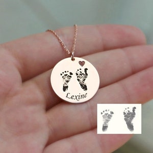 Personalized Footprint Necklace, Christmas Gift, Gift For Mother, Actual Footprint Jewelry, Sterling Silver, Mother Necklace, New Mom Gift