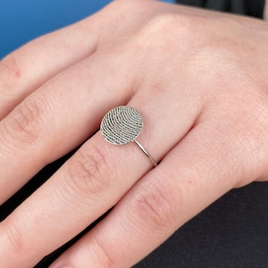 Custom Fingerprint Ring, Sterling Silver, Memorial Jewelry, Finger Print Ring, Fingerprint Jewelry, Fingerprint Disc