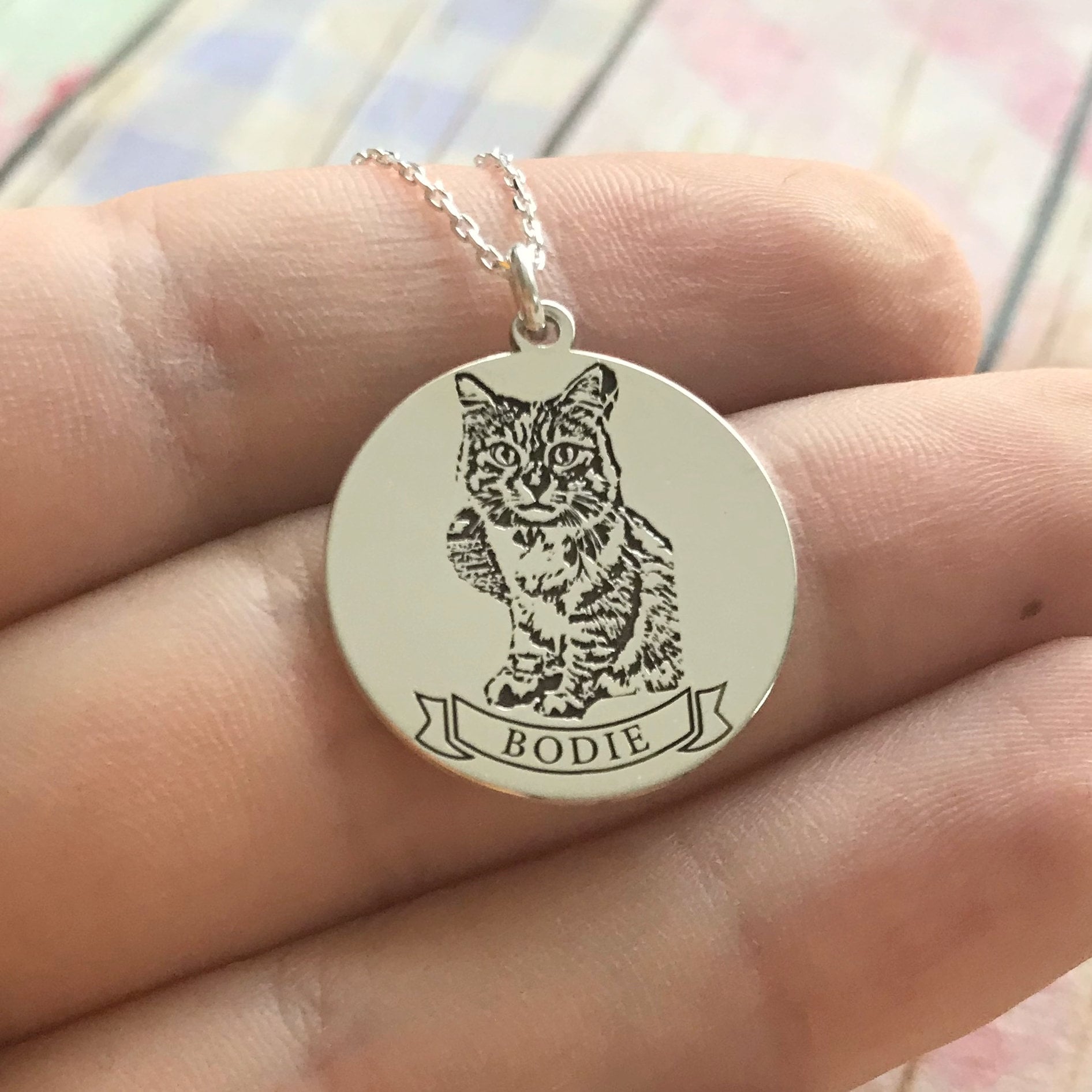 Collana in argento sterling con foto incisa dell'animale domestico: regalo commemorativo - Italia