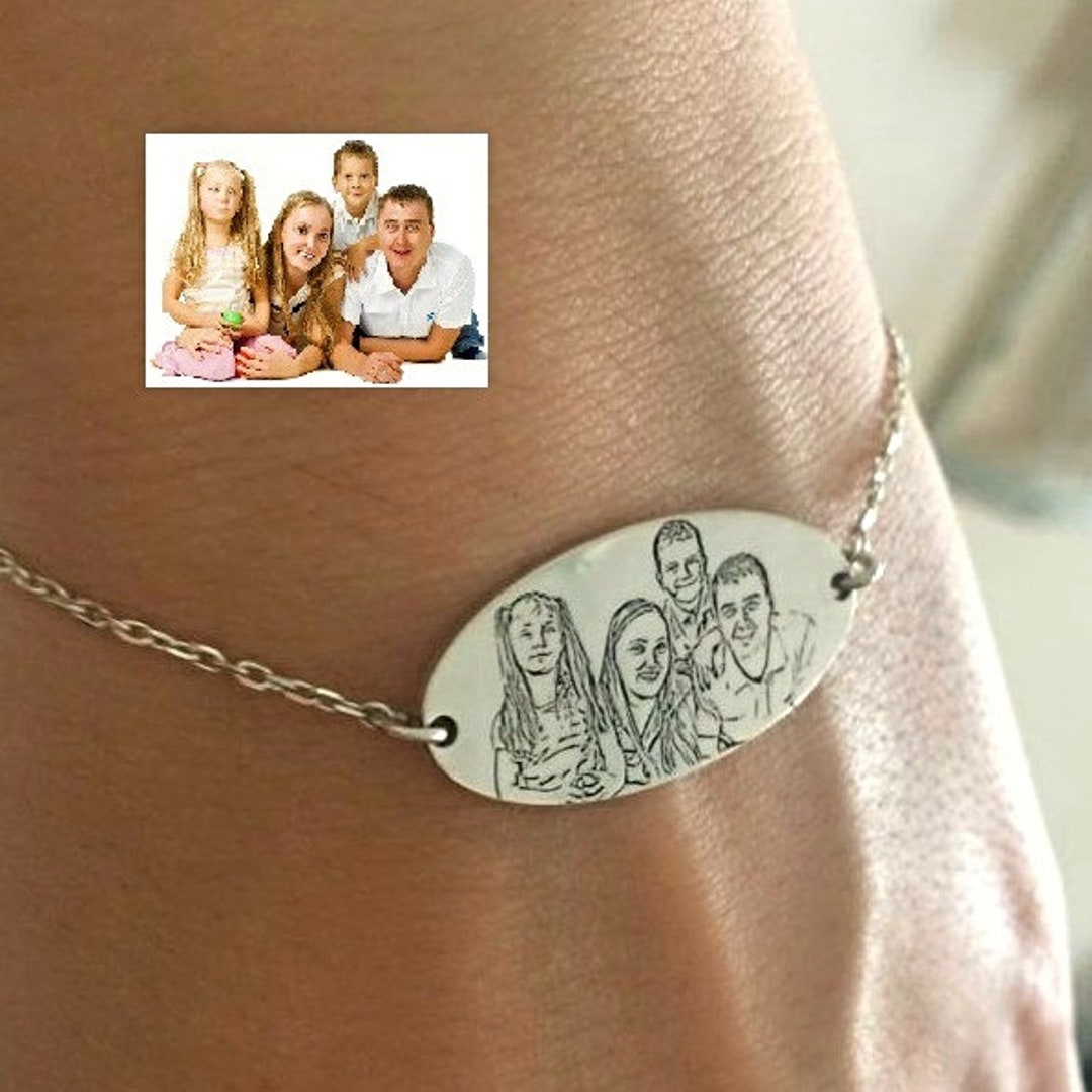 Personalized Family Bracelet, Photo Engraved Bracelet, Gift for