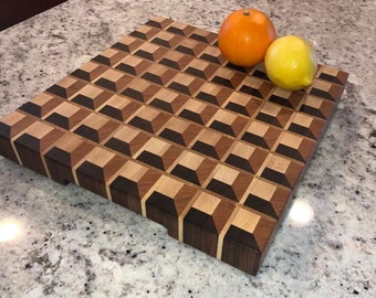 Cutting Board 3D End Grain - pick from available sizes *Made to Order*, Add personalized message!