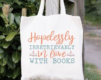 Book Lovers Tote, Bookworm Canvas Tote Bag, Gift for Readers, Library Book Bag, Library Tote, Romance Reader gift, Gift for Librarian