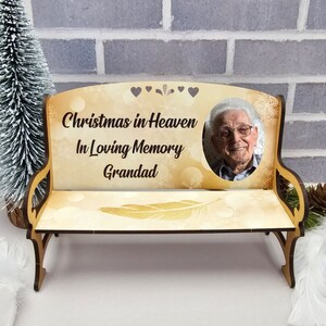 Christmas In Heaven Personalised Wooden Photo Freestanding Bench Loving Memory Bereavement