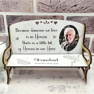 Personalised Wooden Photo Memorial Bench Loving Memory In Heaven Freestanding Keepsake Gift