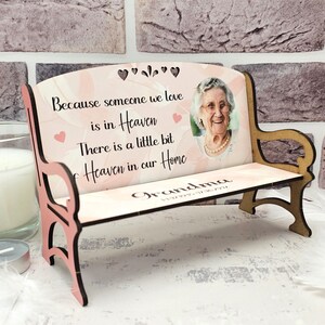 Wooden Personalised Photo Memorial Bench In Heaven Keepsake Loving Memory Gifts