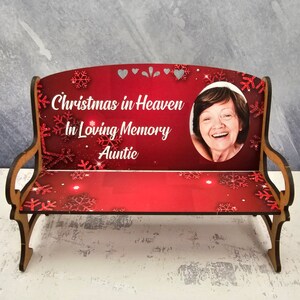 Personalised Christmas In Heaven Bereavement Wood In Loving Memory Photo Freestanding Bench