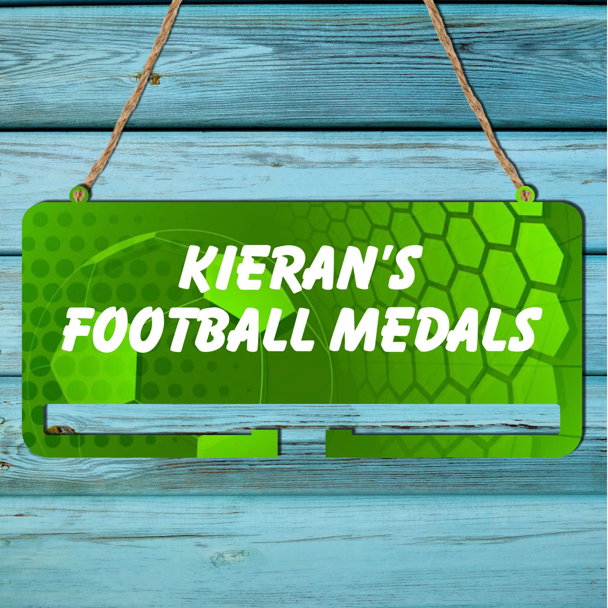 Personalised Boys Bedroom Medal Holder Storage Rail Child's Football Wall Sign - Israel