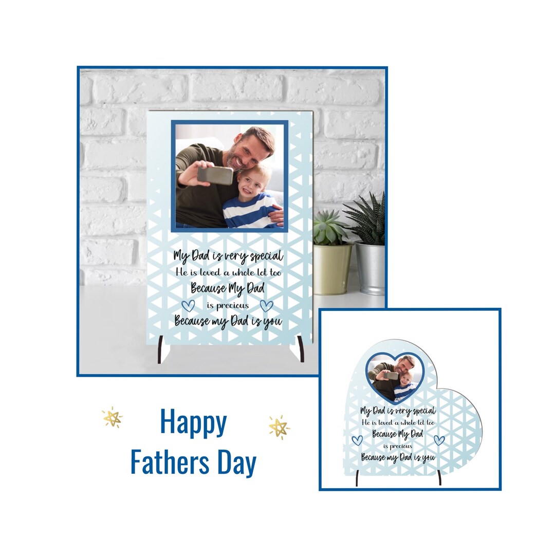 Wooden Personalised Photo Plaque for Fathers Day Birthday Gift for Step