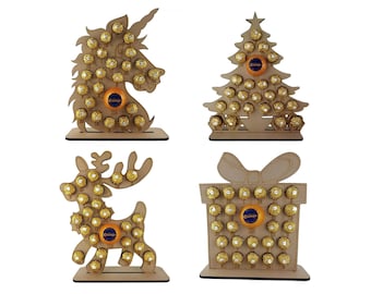 Christmas Advent Calendar Chocolate Holder Christmas Countdown Fits Terry's Chocolate Orange & Ferrero Rocher (Chocolates Not Included)