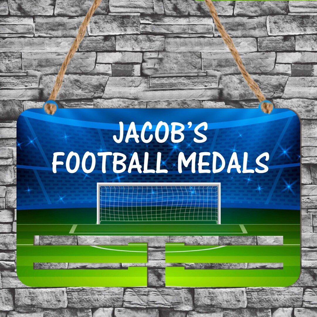 Personalised Boys Bedroom Medal Holder Storage Rail Child's Football Wall Sign - Israel