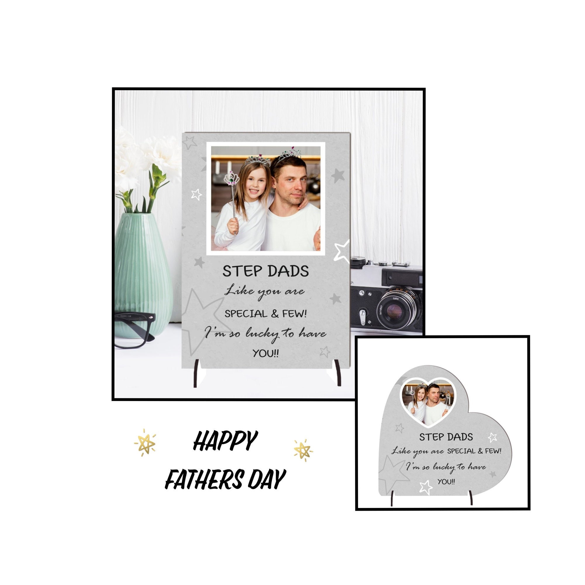 Wooden Personalised Step Dad Photo Plaque for Fathers Day Etsy