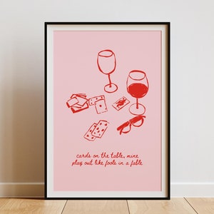 The Prophecy Print, Trendy Pink Red Print, Whimsical Doodle Print Pink, Pink Dorm Wall Art, Bar Cart Print, Coquette Print, Girly Wall Art image 3