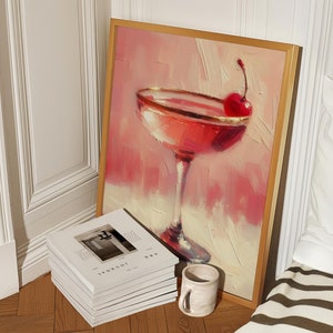 Cherry Martini Print | Martini Art, Martini Poster, Bar Cart Cocktail Poster, Espresso Martini Print, Aperol Spritz Print, Dopamine Decor