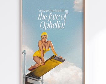 The Fate of Ophelia Print | Blue Retro Showgirl Poster, Vintage Song Lyrics Wall Art