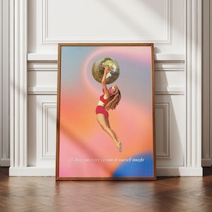 Mirrorball Print | Pink Disco Ball Print, Disco Ball Decor, Dopamine Decor, College Apartment Decor, Mirrorball Poster, Pink Preppy Wall Art