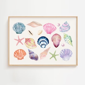 Seashells Print, Coastal Cowgirl Print, Beachy Wall Art, Coastal Granddaughter Prints, Beachy Room Decor, Pink Preppy Wall Art, Pink Coastal