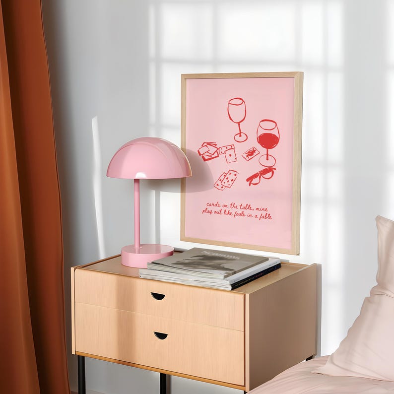 The Prophecy Print, Trendy Pink Red Print, Whimsical Doodle Print Pink, Pink Dorm Wall Art, Bar Cart Print, Coquette Print, Girly Wall Art image 2