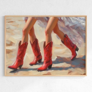 Rode cowgirl laarzen print, preppy Coastal Cowgirl print, Coastal Cowgirl Wall Art, Beachy Wall Art, Beachy kamer decor, college appartement decor