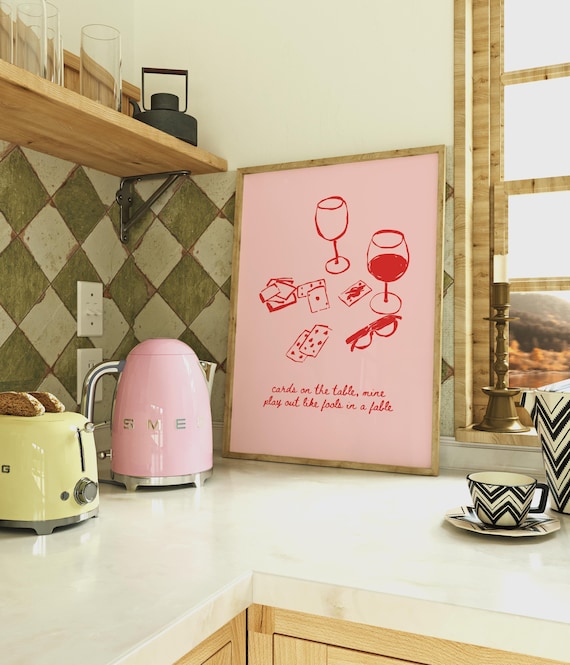 The Prophecy Print, Trendy Pink Red Print, Whimsical Doodle Print Pink, Pink Dorm Wall Art, Bar Cart Print, Coquette Print, Girly Wall Art