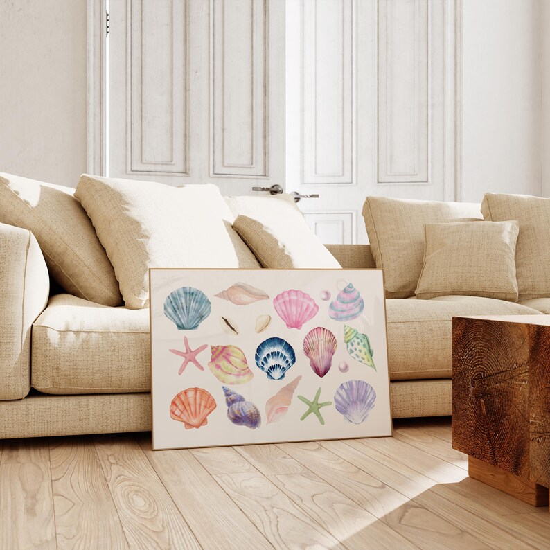 Seashells Print, Coastal Cowgirl Print, Beachy Wall Art, Coastal Granddaughter Prints, Beachy Room Decor, Pink Preppy Wall Art, Pink Coastal image 10
