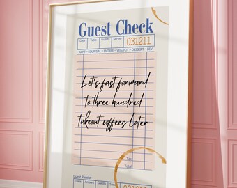 Is It Over Now Print | Guest Check Wall Art, Guest Check Print, Coffee Poster, Coffee Cart Decor, 1989 Print, Beige College Apartment Decor