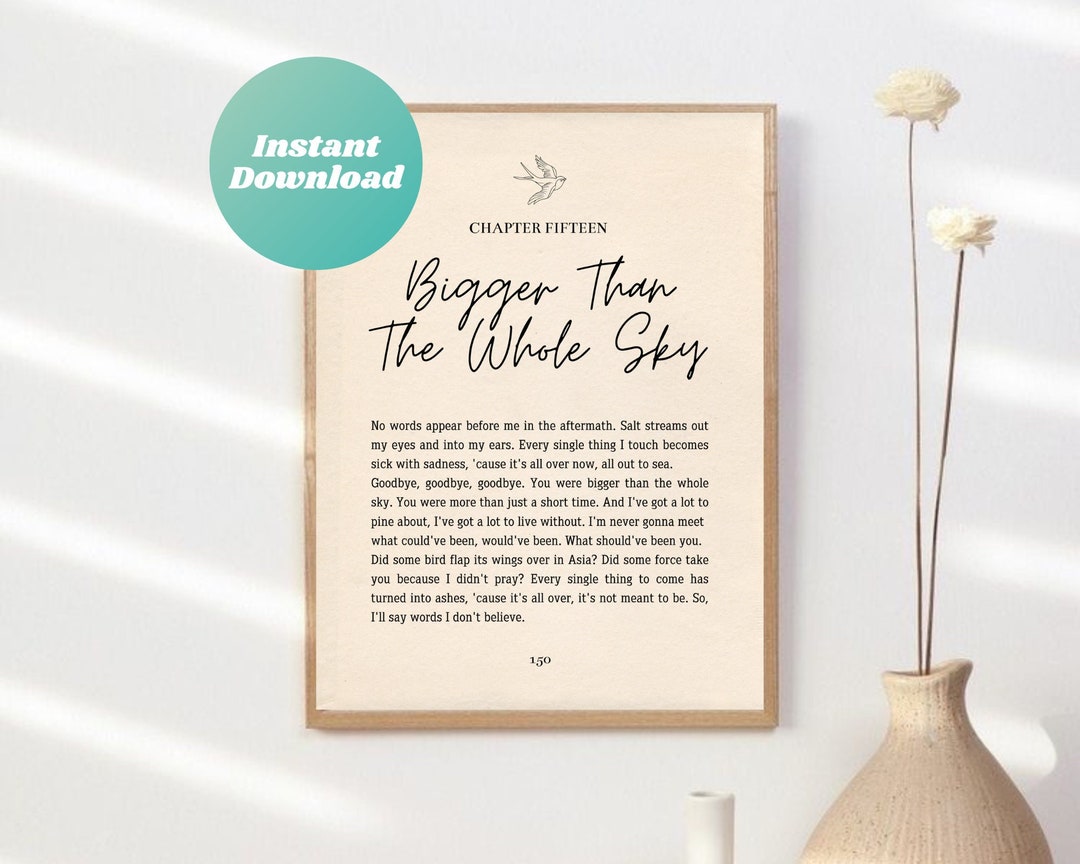 Bigger Than the Whole Sky Lyrics Print Midnights Album - Etsy