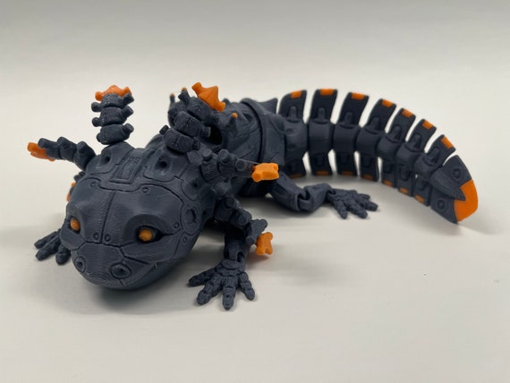 Giocattolo Axolotl Snodabile Stampato In 3D - Colori Arancione, Blu, Verde - Fidato In USA